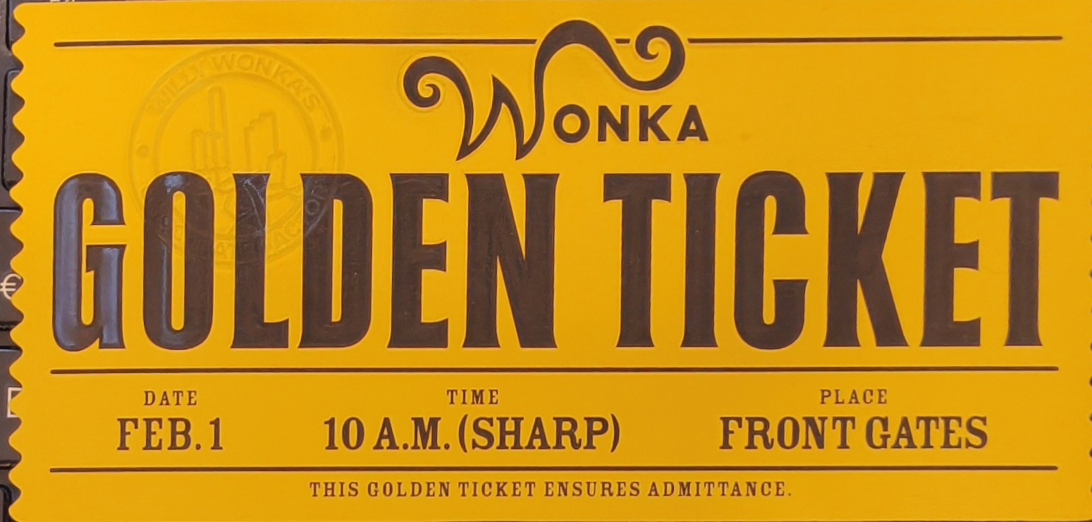 Golden Ticket Wonka - Trouvez le code secret et gagnez un carnet gratuit